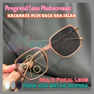 Kacamata Frame Kotak Photocromic Progresif | Auto Gelap & Nyaman untuk Baca & Jalan Optik