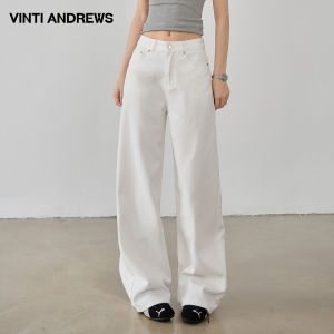 Embroidered Fashionable High Waist Straight Leg Wide Leg Jeans