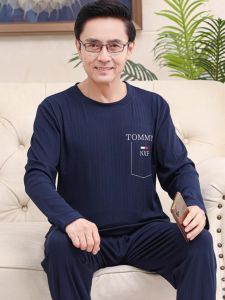 DTHN | Mens Pure Cotton Sleepwear Short Sleeve Shorts Home Clothes Set Casual Wearable Outerwear Large Size Mid-aged And Elderly
