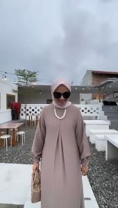 Khanan Dress Gamis Busui Polos Polo Linen Umroh Basic Daily