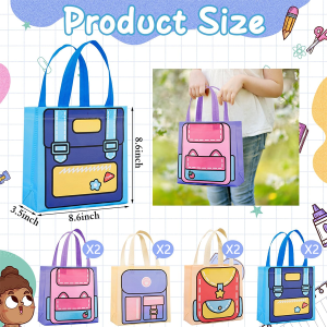 2/4/8pcs Reusable Childrens Birthday Goodie Gifts Bag Nonwoven Snack Candy Lunch Handbag For Kids Cute Graduation Gift Bag
