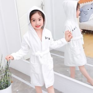 Kids Pajamas Spring & Fall Boys And Girls Home Wear Hooded Bathrobe Coral Fleece Babys Bath Towel Baby Flannel Nightgown