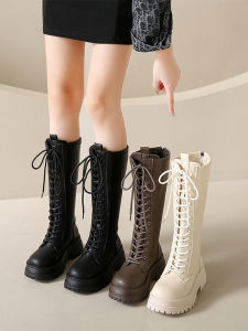 Knee-high Martin Boots Womens Knight Boots Thick Bottom High-topped Autumn New Style Fashion Boots Korean Style round Toe