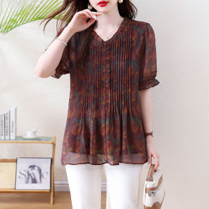 DAIXIANGFEIZI | Floral V-Neck Stylish Summer Shirt