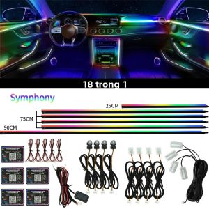 Đèn Nội Thất Xe Hơi RGB 6/10/18 Inch Dải Đèn Acrylic Symphony Điều Khiển Bằng Ứng Dụng Đèn Trang Trí Xe Cho Tesla Model Y/X S 3 Cybertruck