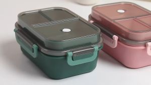 Tempat Makan Set 2 Tingkat 3 Sekat Anti Tumpah / Lunch Box Susun Free Sendok Garpu Portable / Kotak Bento Tingkat Set BPA