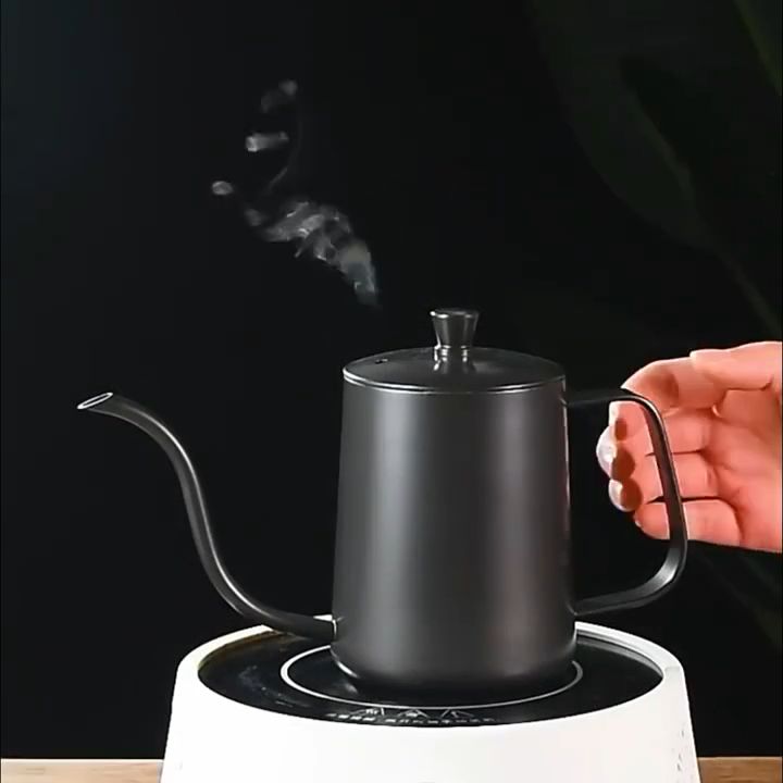 350ml 600ml Gooseneck Kettle Black Teflon Coating Stainless Steel