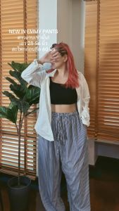 HUEGAH EMMY PANTS กางเกง ขายาว ขากระบอกใหญ่ เอว 28-56 นิ้ว สะโพกก่อนยืด 60 นิ้ว กางเกงสาวอวบ