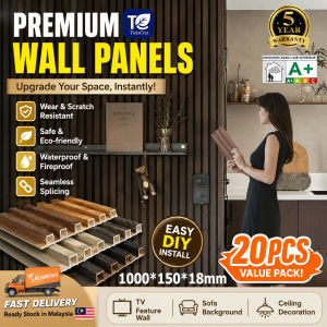【Raya In Stock】WPC Fluted Wall Panel 20pcs(66ft)Waterproof Wood Grain Decorative Slats TV Background Wall Hiasan Dinding