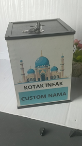 Celengan Kotak Amal Custom Nama Masjid Buka Tutup Viral dengan Kunci Ukuran Jumbo Besar 15x15x20cm celengan lucu dan unik