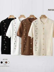 Light Maturity Style Ice Silk Thin Short Sleeve Knitted Cardigan Mens Summer New Flip Collar Top Breathable Casual T-shirt