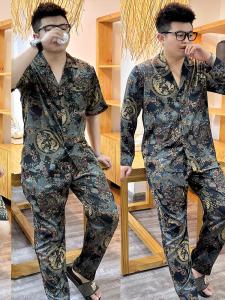 Mens Luxury Ice Silk Short Sleeve Shorts Pajamas Set Thin Home Clothes Trendy Outdoor Wearable Comfortable Sleepwear