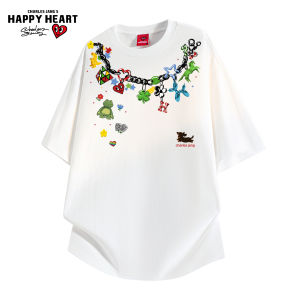 CHARLES JANGS HAPPY HEART | Heart Design Casual Cotton T-Shirt for Men