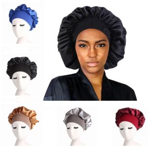 Women's Fashion Smooth Wide Band Satin Bonnet: Soft Stretch Elastic Night Sleep Hat
