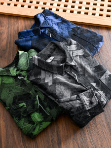 Japanese-Style Retro! Woven Printing and Dyeing! Export Men Fall Fashion Trendy Loose Casual Long Sleeves Shirt Coat