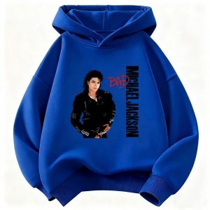 Bandai | Michael Jackson Hoodie suitable for boys and girls warm and thick sweatshirt with vintage pop singer printed pattern