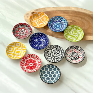 6/10 Pieces of Ceramic Condiment Dishes Bohemian Plates Sauce Dishes Household Soy Sauce Vinegar Spice Dishes Suitable for Home Kitchens Restaurants Sushi Bars Parties Hot Pot Picnics Camping Barbecues Cold