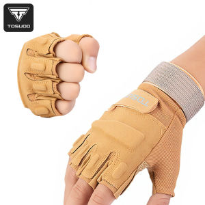 TOSUOD Cycling Half-finger Gloves Non-Slip Breathable Tactical Wear-Resistant Fishing Fingerless Gloves Back Hand Protection Pad
