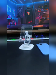 ขาตั้งโทรศัพท์/แท็บเล็ต คาร์บอนสตีล ปรับหมุนได้ 360° พับสามแกน ปรับสูง-ต่ำได้ อะคริลิคแข็งแรง สำหรับ Live/ถ่ายวิดีโอ