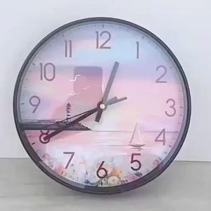 Boho Mountain Wall Clock ABS Frame Light Luxury Abstract Landscape Art Clock for Office Living Room Bedroom Kitchen Home Decor