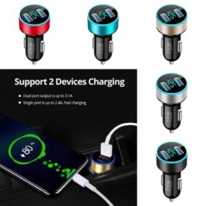 Dual-Port USB Car Charger - 3.1A High-Speed Charging with LED Display