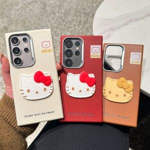 MrHaHa Leather Case For Realme C11 C25 C20 C25Y C31 C35 C53 C55 C67 C65 C63 4G 5G Cartoon Cute 3D DIY Kitty Cat Colorful Simple Retro Style Leather Case Shockproof Phone Cases