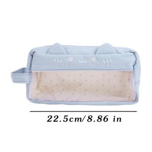 Pencil Pouch Y2k Polka Dot Cat Pencil Case Large Capacity Desk Storage Bag Korean Style Pen Bag Stationery Simple Cloth Stationery Bag