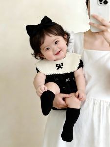 Bodysuit with Collar and Bow for Newborn Girls