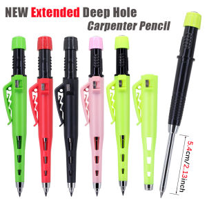 1Pc New 54MM Tip Deep Hole Woodworking Pencil with Pen Cap - Carpenters Marking Pencil for Woodworking Architects and DIY Tools