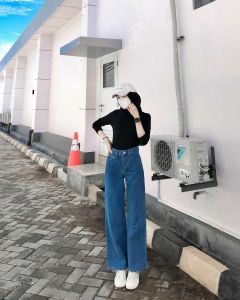 Celana Jeans Wanita Dewasa Model Korea Warna Snow Acid - Bahan Jeans Non Street - Kualitas Premium - Ukuran 27-34 - Hitam, Light Blue, Khaki, Snow Acid, Navy Blue