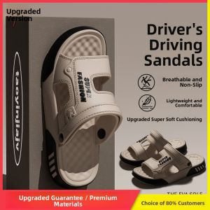 Mens Outdoor Sandals Summer Casual Slip-On Water Resistant Anti-Slip Driving Beach Shoes Breathable EVA Flat Footwear