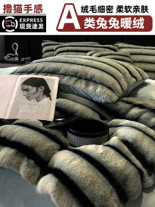 Winter Luxury Simple Style Rabbit Fur Velvet Coral Velvet Milk Velvet Bedding Four-Piece Set Warmth Heating High Density Fabric