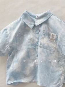 ชุดเด็กชายฤดูร้อน ชุดสองชิ้น แขนสั้น ทรงหลวม ทรงเข้ารูป ผ้าฝ้ายผสมโพลีเอสเตอร์ สำหรับเด็กอายุ 2-8 ปี