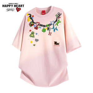 CHARLES JANGS HAPPY HEART | Heart Design Casual Cotton T-Shirt for Men