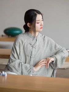 Boho Style Loose Womens Tea Ceremony Shirt Cardigan Breathable Versatile Casual Long Sleeve Casual Shirt Chinese New Style