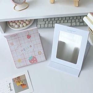 GTB Cermin Lipat Persegi Model Buku Motif / Standing Beauty Mirror Kaca Duduk Untuk Rias Makeup Wajah / Foldable Vanity Mirror Cermin Dandan Meja Karakter Untuk Souvenir Pernikahan Kosmetik R1064