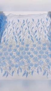 2026 Luxury French Mesh Embroidery Beaded Lace Fabric African Nigerian 3D Sequins Lace Fabric For Wedding Dress Sewing Material