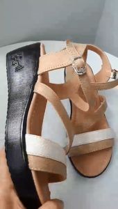 Giày xăng đan nữ đế bằng da bò thật cao cấp VI VI .Đế cao 5 phân êm nhẹ