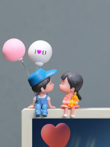 Couples Desktop Computer Monitor Display Decorative Items Office Desk Accessories Frame Decoration Display Resin Crafted