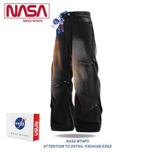 NASA WTAPS | Áo Khoác Denim Wash Cổ Điển Kiểu Dáng Casual Rộng Rãi