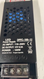 สวิตช์ชิ่ง100W12V(8.5A)ตัวบางสีดำ