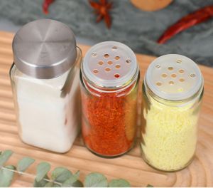 Square Containers Seasoning Glass Seasoning Spice Glass Jar Bottle Airtight Containers With Stainless Cover 120ml