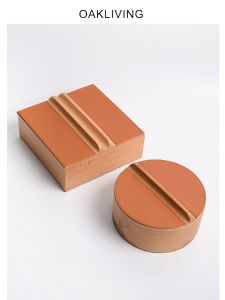 Luxurious French Style Leather Wooden Jewelry Box Desktop Storage Organizer High End Gift Home Use Utility Box Nordic Minimalist round Shape