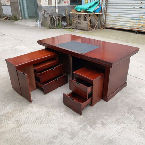 Executive Office Desk Wood Veneer With Cabinet And Lock