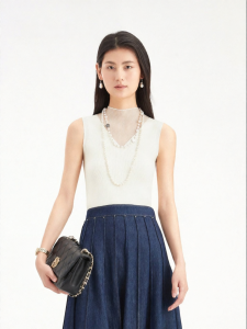 Koradior | Glam Accent Knitted Tank Top