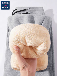 กางเกงขายาวผ้าฝ้ายบุขนแกะ Genio Lamode สำหรับเด็กและเยาวชน กางเกงขายาวทรงหลวม ทรงหลวม เอวกลาง ผ้าฝ้ายผสม