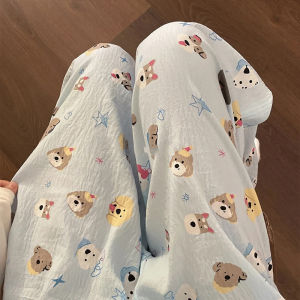 Quần Dài Cotton Nguyên Chất Màu Trắng Cho Chó Quần Dài Ống Rộng Thoải Mái Mùa Hè Bộ Đồ Ngủ Mặc Nhà Phong Cách Hàn Quốc