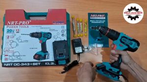 NRT-PRO DC343 Bor Cordless Drill Baterai Tangan Beton Impact Tembok 20 V 20V Paket Set Mesin DC 343 HD 343HD
