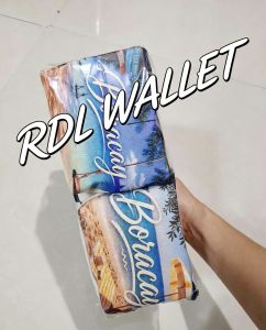 12pcs perpack RDI Wallet Boracay Tropical Design Keychain Wallets with Palm Trees and Sunset Scenes