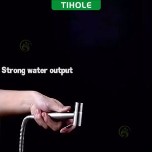 TIHOLE Stainless Steel 304 Bidet Spray Gun Set high pressure Adjustable Handheld Bidet Sprayer holder Shower Head for Single Bathroom Faucet Portable Diaper Bidet Toilet Hose Washer Pipe semburan bidet guna dengan hos tandas喷枪